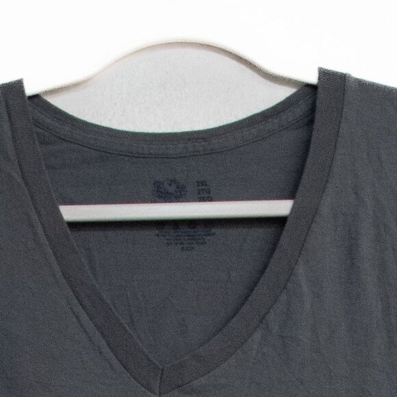 Mens V-Neck T-Shirt 2XL Gray Short Sleeve 100% Cotton Casual Top - Picture 2 of 8